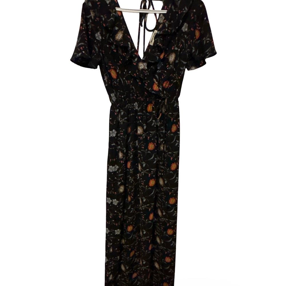 Monteau Black Floral Maxi Dress